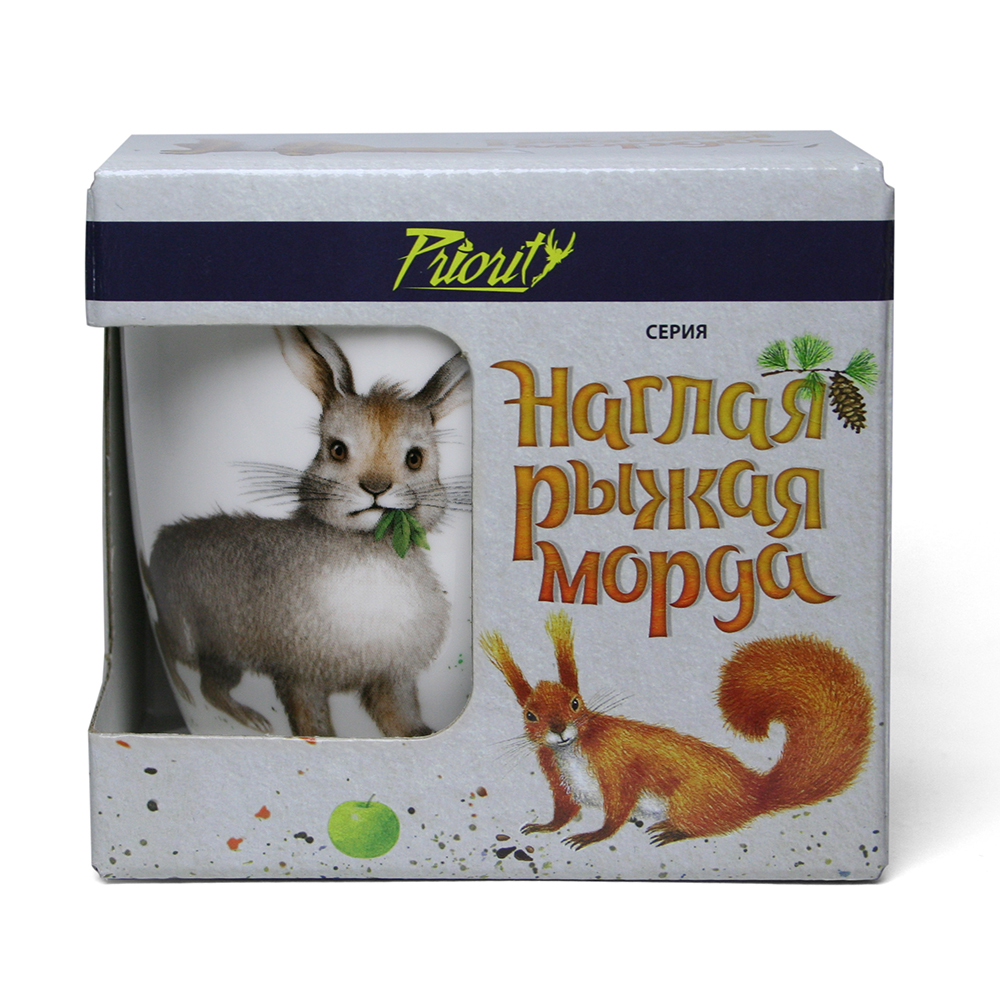 картинка Кружка 380 мл.  «Наглая рыжая морда» Кролик  в подарочной коробке от магазина посуды оптом