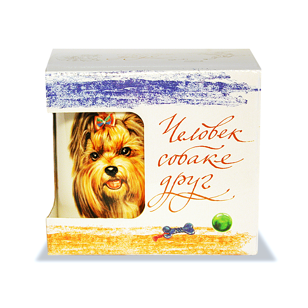 картинка Кружка 420 мл. «Человек собаке друг» Йоркширский терьер в подарочной коробке от магазина посуды оптом